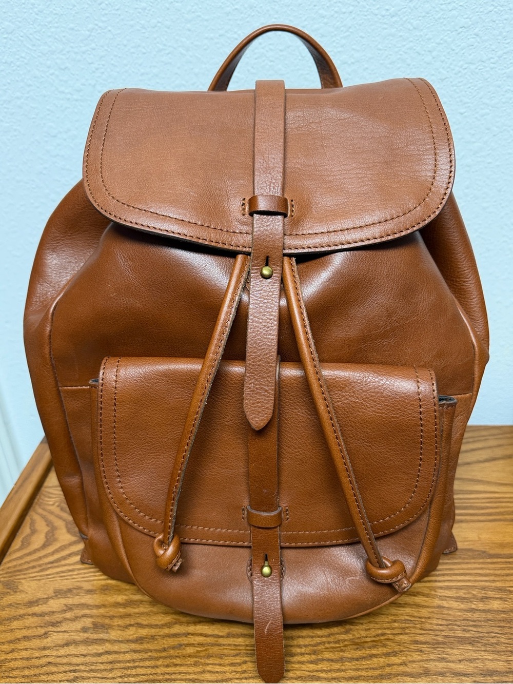 Madewell Leather Transport Backpack in Cognac Brown